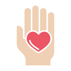 Care icon in flat color style