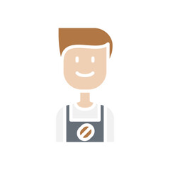 Barista icon in flat color style