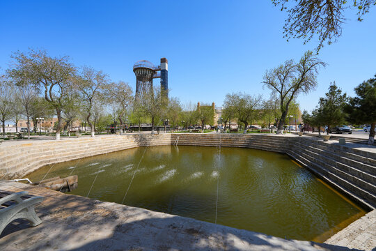 Bukhara Tower aka Shukhov Tower, an ancient water tower repurposed as an observation deck, is a metal hyperboloid structure in the historical center of Bukhara, Uzbekistan, Central Asia