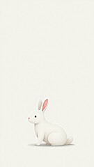 Obraz premium rabbit sits alone plain white paper cutout shape surrounded empty