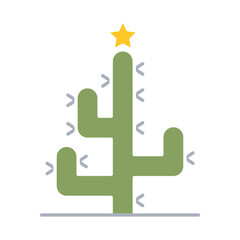 Obraz premium Christmas cactus icon in flat color style