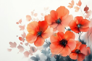 Vibrant Red Poppies Blooming in a Delicate Watercolor Style