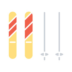 Ski tools icon in flat color style