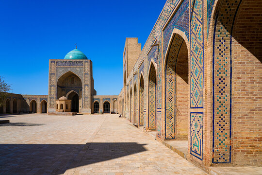 Courtyard of the Kalan Mosque in the Po-i-Kalyan complex of the historic old town of Bukhara in Uzbekistan, Central Asia