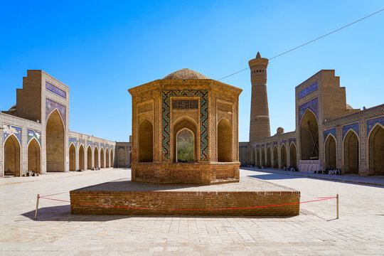 Courtyard of the Kalan Mosque in the Po-i-Kalyan complex of the historic old town of Bukhara in Uzbekistan, Central Asia