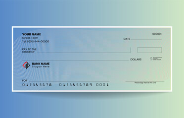 Gradient blank check template vector design for bank cheque use