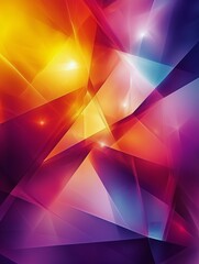 Obraz premium Vibrant Geometric Design With Glowing Triangles and Cosmic Colors in a Dark Space Background