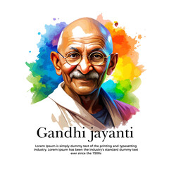 Happy Gandhi Jayanti illustration. indian Freedom Fighter Mahatma Gandhi he is known as Bapu. Instagram Post Design