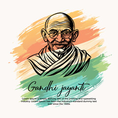 2nd October Happy gandhi jayanti. indian Freedom Fighter Mahatma Gandhi he is known as Bapu. Vector illustration in cartoon style