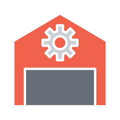 Garage icon in flat color style