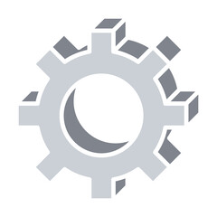 Gear 3d icon in flat color style