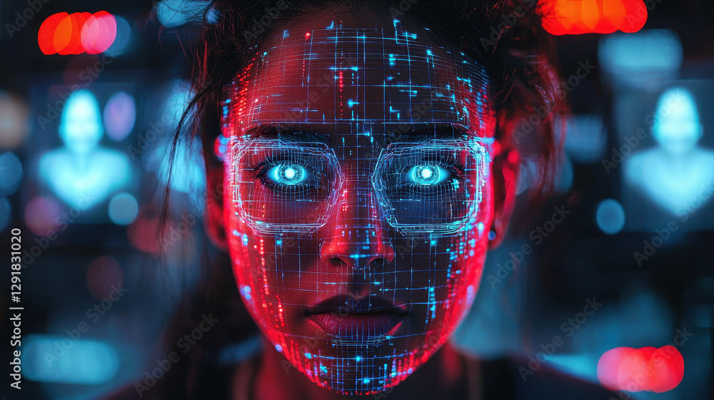 Poster hacker engages with ai deepfake technology to alter political speeches in a dark room illuminated by