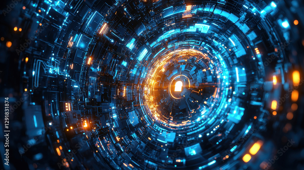 Poster high-security ai system thwarts deepfake phishing attempt with futuristic technology in real-time cy