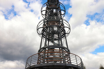 the Cibulka lookout tower is a steel structure in the Ore Mountains