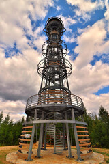 the Cibulka lookout tower is a steel structure in the Ore Mountains