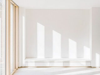 Bright interior space with natural light streaming through large windows in modern design