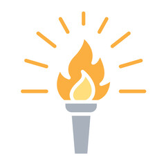 Fire torch icon in flat color style