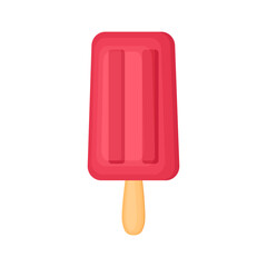 Red Popsicle. Isolated ice cream. Vector