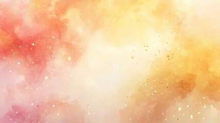 Vibrant abstract watercolor background with warm fiery tones and bokeh light effects
