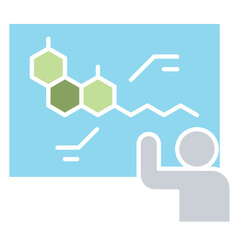 Research icon in flat color style