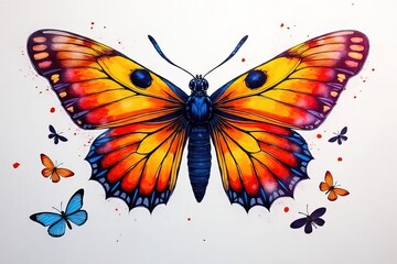 Vibrant Colorful Butterfly Artwork with Multiple Butterflies