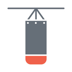 Punching bag icon in flat color style