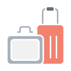 Luggage icon in flat color style