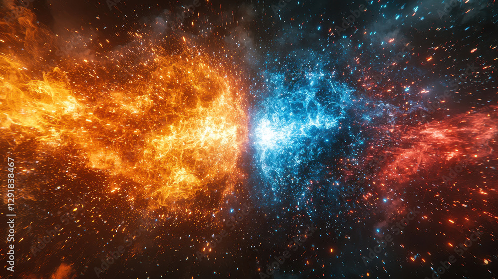 Poster comparison of a chaotic big data storm against a clean small data stream showcasing futuristic techn