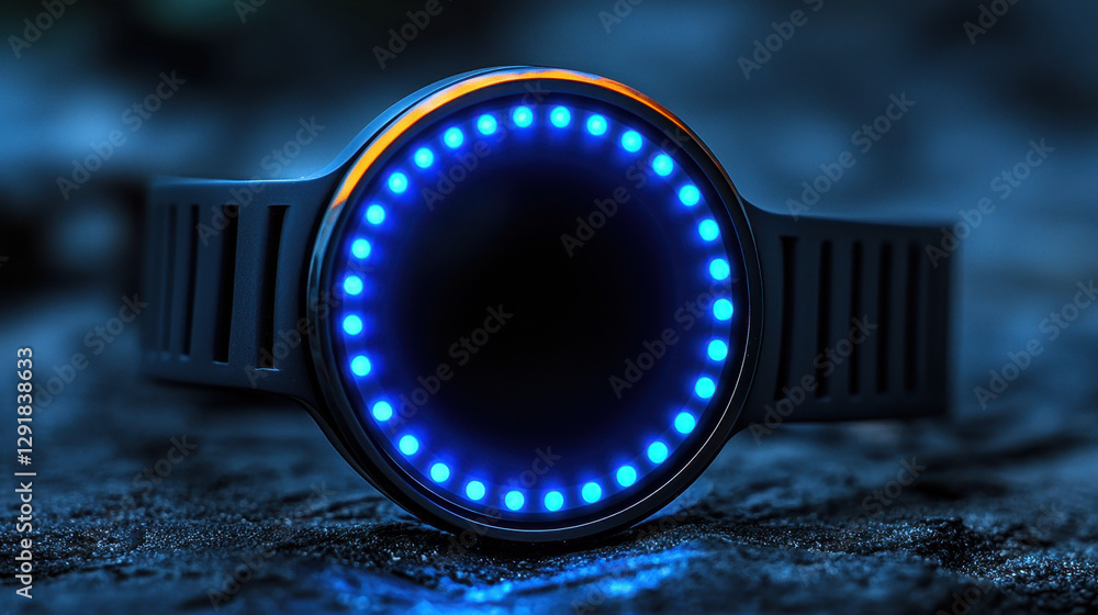 Poster sleek futuristic smartwatch showcasing real-time data insights with a soft glow, designed for advanc