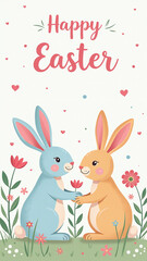 easter cards feature colorful rabbits floral illustrations happy easter greetings