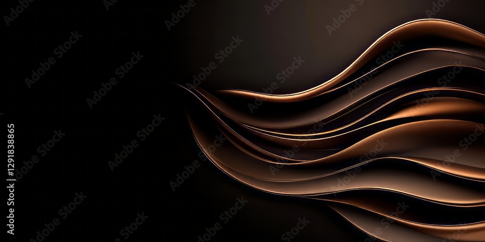 Poster flowing waves of bronze: abstract art with flowing bronze waves that dance across the background, cr