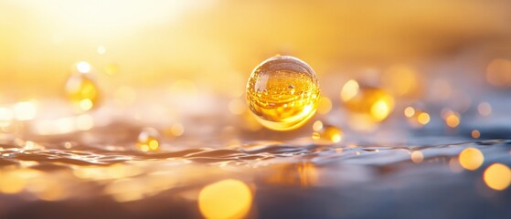 Golden Serum Droplets on Rippling Liquid Surface
