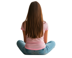 Woman with long hair in casual wear, cut out