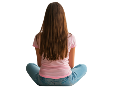 Woman with long hair in casual wear, cut out - Powered by Adobe