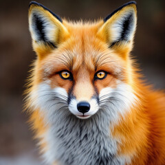 Fototapeta premium Close up Portrait of a Red Fox with Alert Expression
