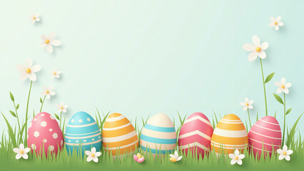 easter greeting card features colorful easter eggs simple vector banners decoration