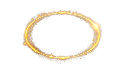 Abstract Gold Glowing Ring of Light with Particles - Transparent PNG, Isolated Background