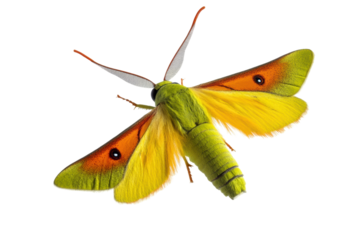 Yellow butterfly resting with vibrant wings open, cut out