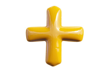 Yellow cross mark on plain bg, cut out