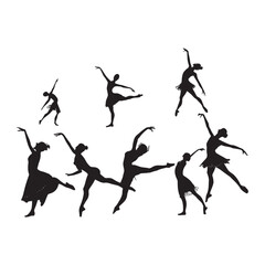 ballerina silhouette ballet dance white background.