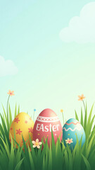 fresh green grass makes perfect easter egg background happy easter vector illustration big hunt