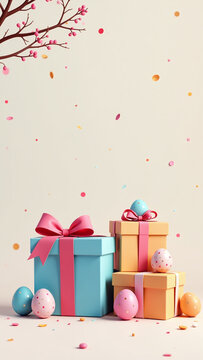 gift boxes filled vibrant decorations colorful easter egg
