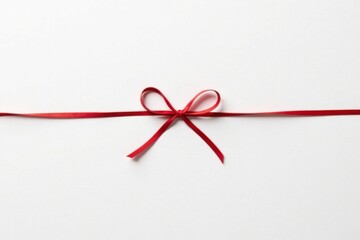 A single red ribbon tied in a bow across a plain white background, symbolizing simplicity and elegance for various design applications