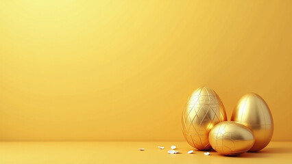 golden easter eggs gold background space text ideal easter card template generated generative ai