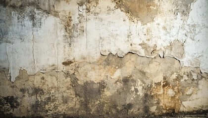 A dirty and cracked wall with peeling paint, showcasing the effect of water damage on concrete walls.