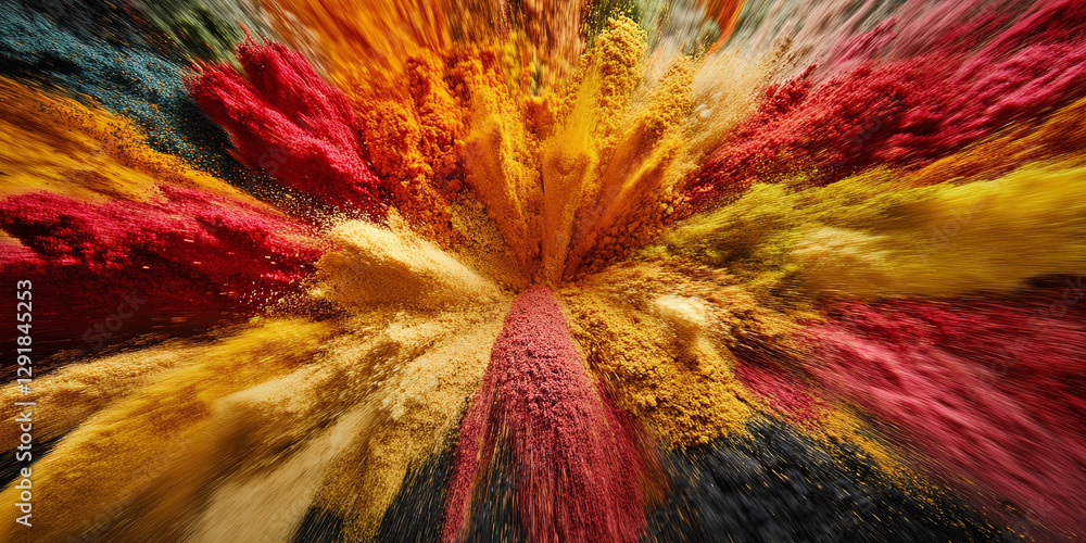 Poster explosion of vibrant, multicolored powder creates a dynamic and visually stunning burst. a celebrati