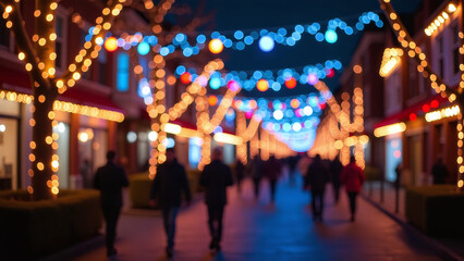 holiday lights create joyful festive scene bright colors decorations surrounding