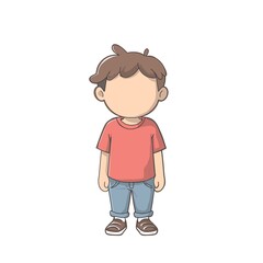 Cute Faceless Boy Cartoon Illustration