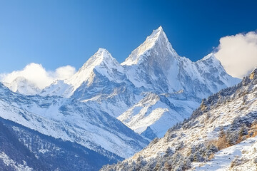 an authenticated snow-capped mountain peak