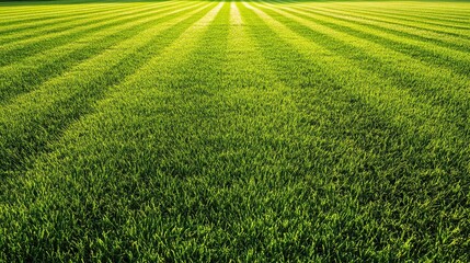 Lush green lawn with striped patterns creating a serene and vibrant atmosphere.